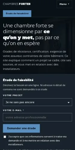 Förhandsvisning av webbplatsen Chambre Forte, listad för publicering av sponsrade artiklar
