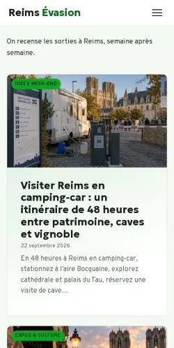 Förhandsvisning av webbplatsen Reims Évasion, listad för publicering av sponsrade artiklar