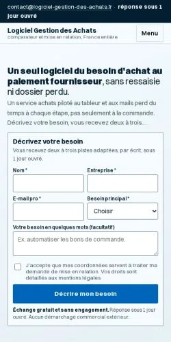 Anteprima del sito Gestion Achats Logiciels, referenziato per la pubblicazione di articoli sponsorizzati