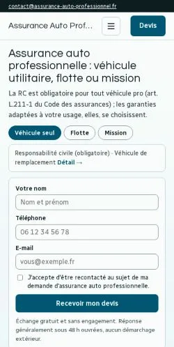 スポンサード記事の掲載先として登録されたAssurance Auto Proのサイトプレビュー