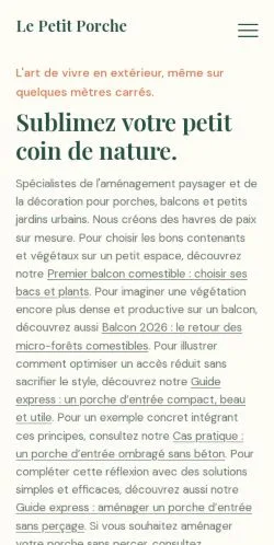 Preview of the Petit Porche Living website, listed for sponsored article publication
