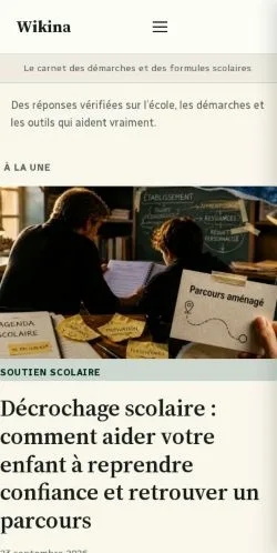 Voorbeeld van de website Wikina École, vermeld voor de publicatie van gesponsorde artikelen