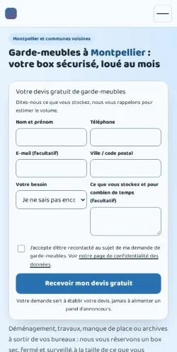Anteprima del sito Garde-meubles Montpellier, referenziato per la pubblicazione di articoli sponsorizzati