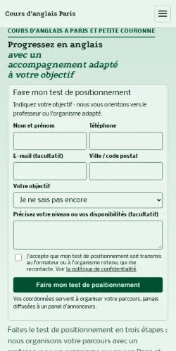 Forhåndsvisning af Anglais Paris, opført til udgivelse af sponsorerede artikler