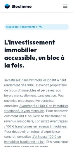 Vorschau der Website BlocImmo, gelistet für die Veröffentlichung gesponserter Artikel
