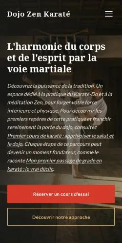 Vista previa del sitio Zen Karaté Dojo, referenciado para publicar artículos patrocinados