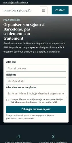 스폰서 기사 게재 매체로 등록된 PMA Barcelone Séjour 사이트 미리보기