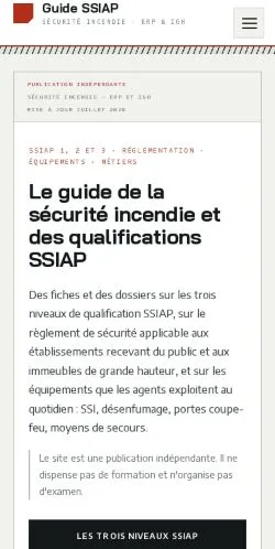 Vista previa del sitio Guide SSIAP, referenciado para publicar artículos patrocinados