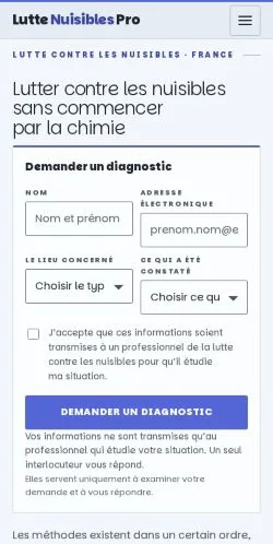 Anteprima del sito Lutte Nuisibles Pro, referenziato per la pubblicazione di articoli sponsorizzati