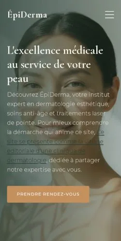 Preview of the ÉpiDerma Clinique website, listed for sponsored article publication