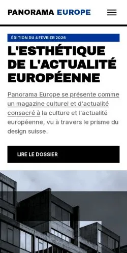 Pré-visualização do site Panorama Europe, referenciado para publicar artigos patrocinados