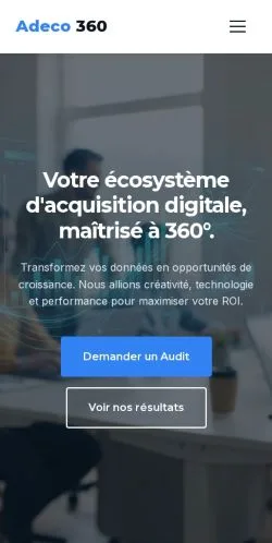 Forhåndsvisning av nettstedet Adeco 360, oppført for publisering av sponsede artikler