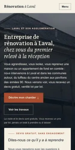 Aperçu du site Rénovation Laval, référencé pour publier un article sponsorisé