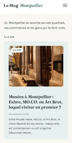 Forhåndsvisning af Le Mag Montpellier, opført til udgivelse af sponsorerede artikler