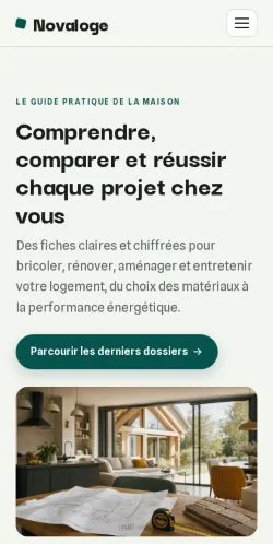 스폰서 기사 게재 매체로 등록된 Novaloge Immobilier 사이트 미리보기