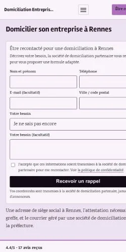 Forhåndsvisning af Domiciliation Rennes, opført til udgivelse af sponsorerede artikler