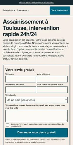Anteprima del sito Assainissement Toulouse, referenziato per la pubblicazione di articoli sponsorizzati