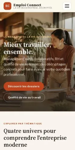 Preview of the Emploi Connect website, listed for sponsored article publication