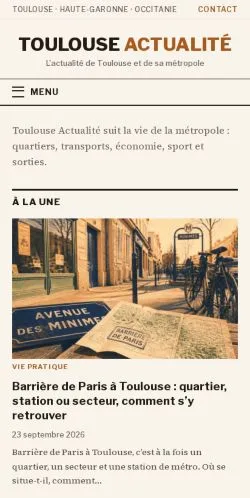 Vista previa del sitio Toulouse Actualité, referenciado para publicar artículos patrocinados