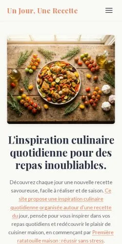 Vista previa del sitio Un Jour Une Recette, referenciado para publicar artículos patrocinados
