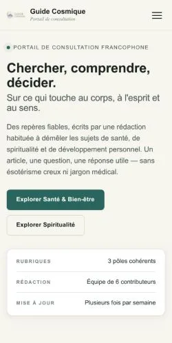 Vorschau der Website Guide Cosmique, gelistet für die Veröffentlichung gesponserter Artikel