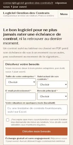 Anteprima del sito Logiciel Gestion Contrats, referenziato per la pubblicazione di articoli sponsorizzati
