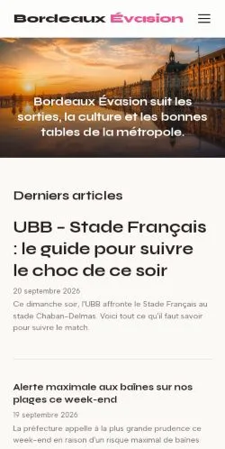スポンサード記事の掲載先として登録されたBordeaux Évasionのサイトプレビュー