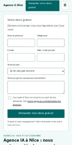 Forhåndsvisning af Agence IA Nice, opført til udgivelse af sponsorerede artikler