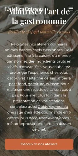 Aperçu du site Atelier Cuisson, référencé pour publier un article sponsorisé