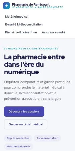 Forhåndsvisning av nettstedet Pharmacie Remicourt, oppført for publisering av sponsede artikler