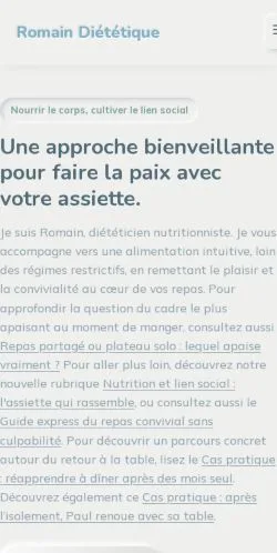 Anteprima del sito Romain Diététique, referenziato per la pubblicazione di articoli sponsorizzati