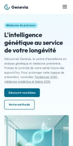 스폰서 기사 게재 매체로 등록된 Genevia Predictive Health 사이트 미리보기