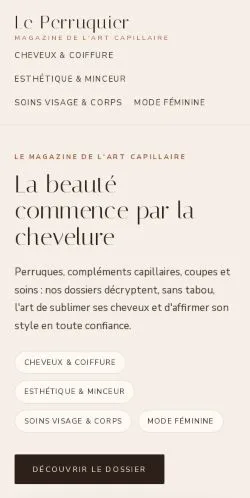 Aperçu du site Le Perruquier, référencé pour publier un article sponsorisé