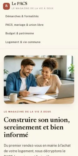 Aperçu du site Le PACS, référencé pour publier un article sponsorisé