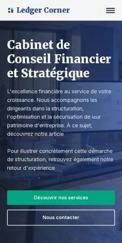 Preview of the Ledger Corner website, listed for sponsored article publication