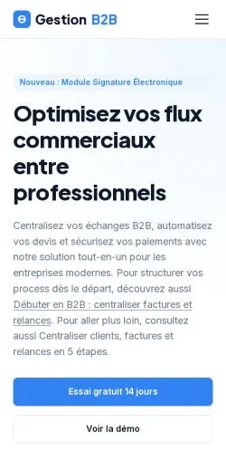 Vista previa del sitio GestionB2B, referenciado para publicar artículos patrocinados