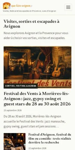 스폰서 기사 게재 매체로 등록된 Que Faire Avignon 사이트 미리보기