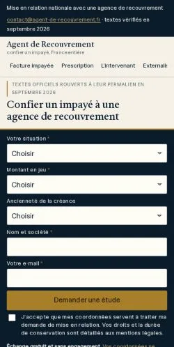 Aperçu du site Société De Recouvrement, référencé pour publier un article sponsorisé