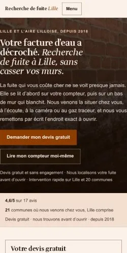 Vorschau der Website Recherche De Fuite Lille, gelistet für die Veröffentlichung gesponserter Artikel