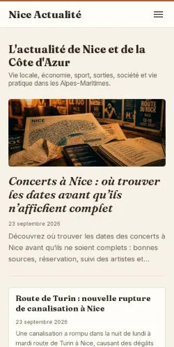 Vorschau der Website Nice Actualité, gelistet für die Veröffentlichung gesponserter Artikel