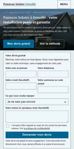 Vorschau der Website Panneau Solaire Grenoble, gelistet für die Veröffentlichung gesponserter Artikel