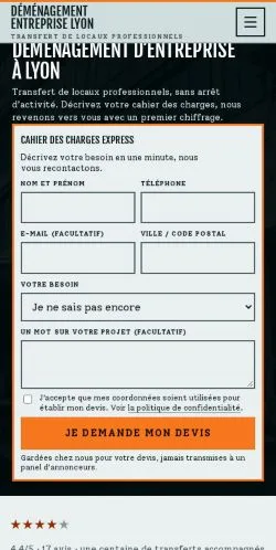 Anteprima del sito Déménagement Entreprise Lyon, referenziato per la pubblicazione di articoli sponsorizzati