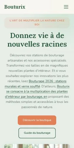 Preview of the Bouturix Home Plants website, listed for sponsored article publication