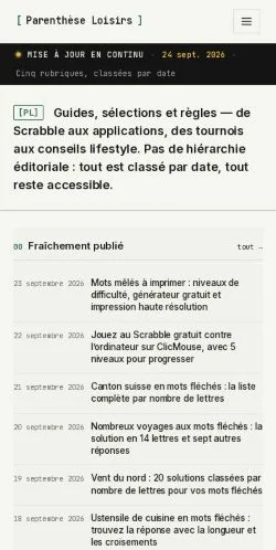 Pré-visualização do site Parenthèse Loisirs, referenciado para publicar artigos patrocinados