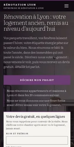 Aperçu du site Rénovation Lyon, référencé pour publier un article sponsorisé
