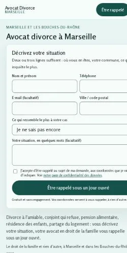 Anteprima del sito Avocat Divorce Marseille, referenziato per la pubblicazione di articoli sponsorizzati
