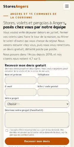 Anteprima del sito Stores Angers, referenziato per la pubblicazione di articoli sponsorizzati