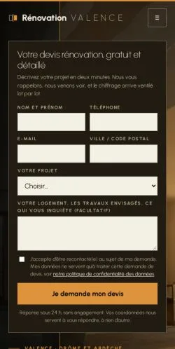 Aperçu du site Rénovation Valence, référencé pour publier un article sponsorisé