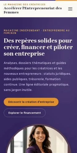 Anteprima del sito Entrepreneuriat Femmes, referenziato per la pubblicazione di articoli sponsorizzati