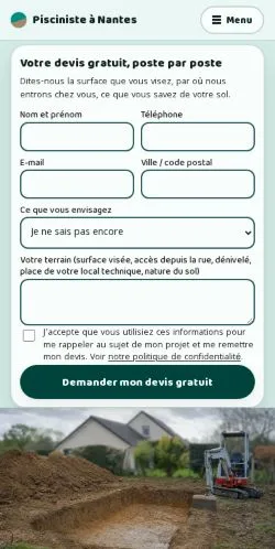 Vista previa del sitio Pisciniste Nantes, referenciado para publicar artículos patrocinados